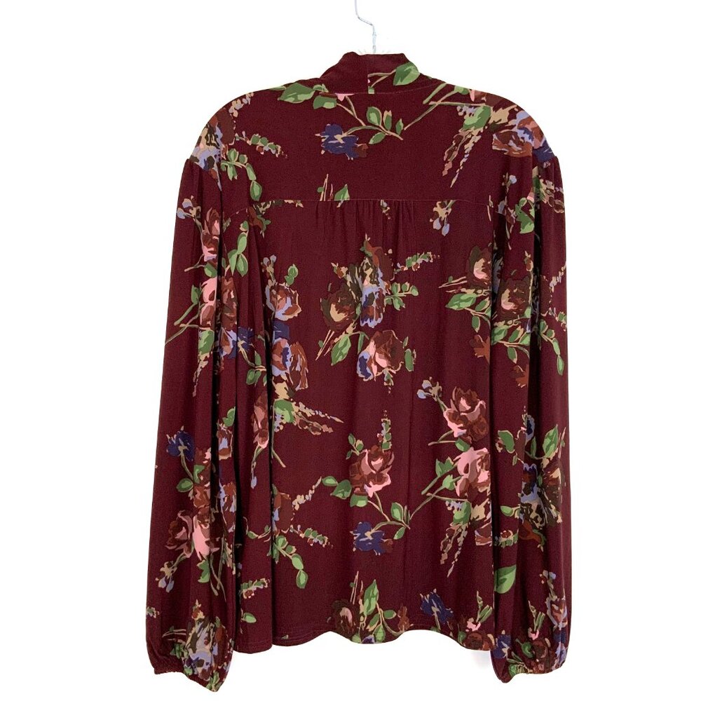 New Lauren Ralph Lauren Floral Stretch Jersey Tie-Neck Long Sleeve Blouse Sz XL - Picture 7 of 16
